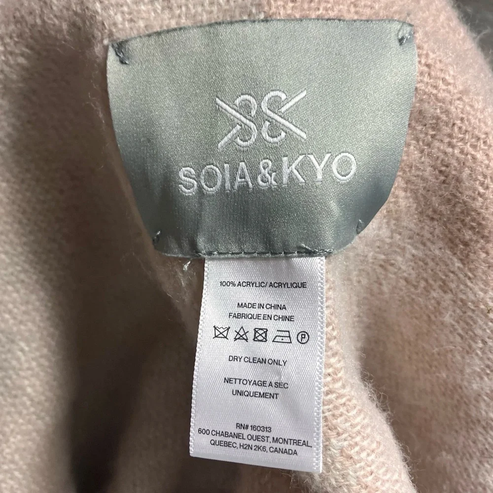 SOIA & KYO Women's Wrap Poncho‎ Shawl Neutral Color Block Fringe Acrylic